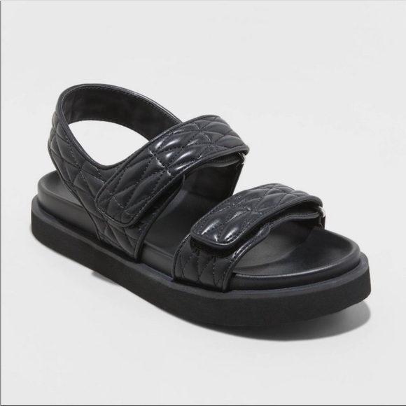 a new day Shoes New Ruthie Quilted Double Strap Footbed Design Black Sandal Poshmark